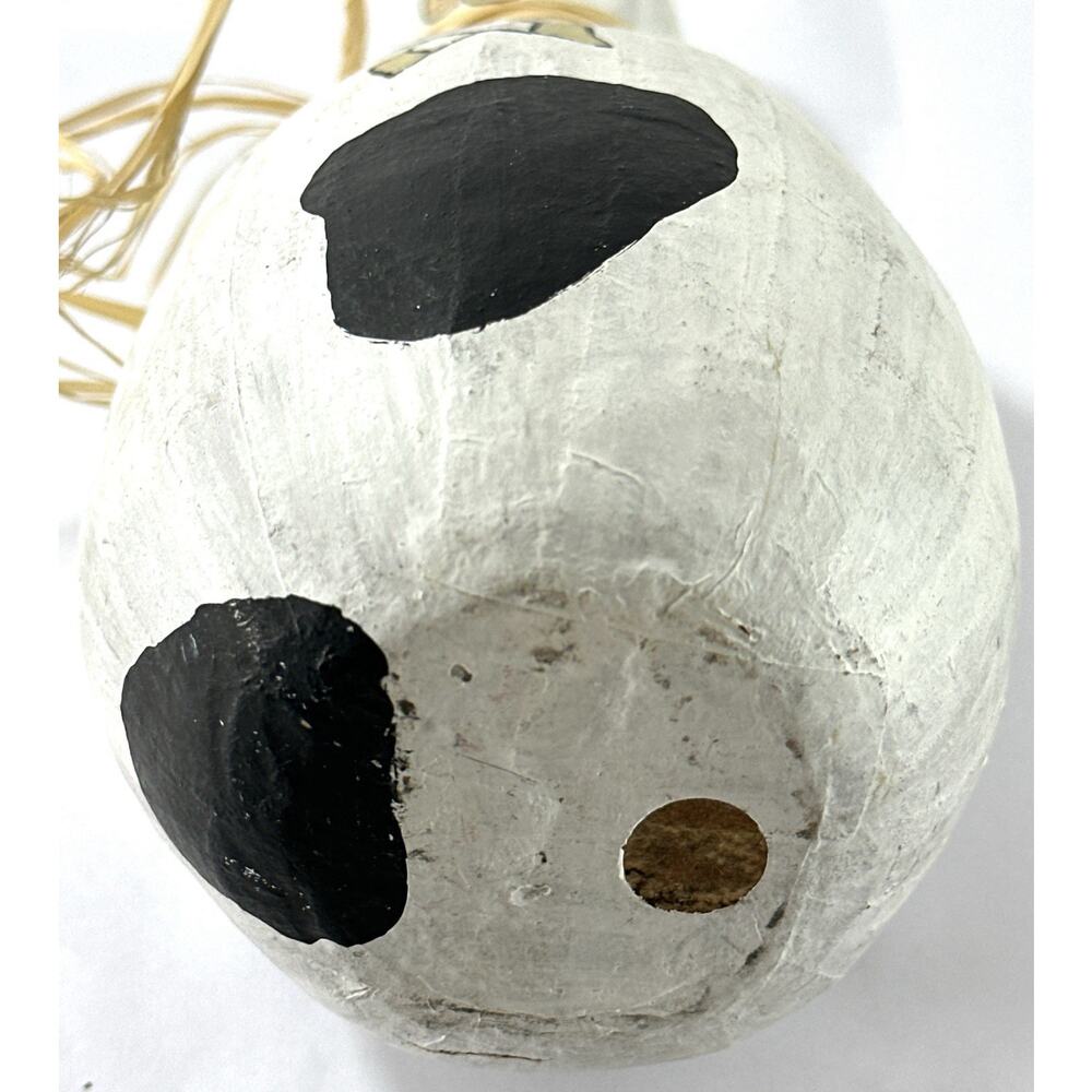 Vintage Paper Mache Gourd Folk Art Cow Figurine Weighted Primitive Decor - Picture 7 of 7